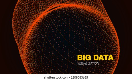 Concept of Communication and Big Data Stream. 3d Round with Wave Lines and Dots. Abstract Digital Visualization. Technology Background with Effect of Light. Futuristic Poster of Data Communication.