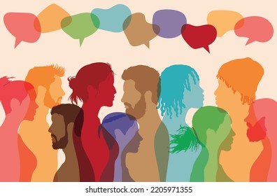 The Concept Of Communication. Community. Share Information On Social Networks. Vector Cartoon Of International People Speaking And Interacting.