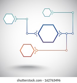 Concept of communication, connected cells. Vector Graphics