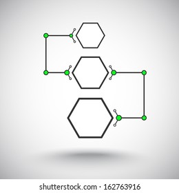 Concept of communication, connected cells. Vector Graphics