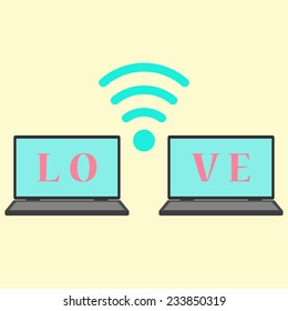 concept of communication in love. flat design modern vector illustration