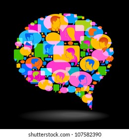 the concept of communication. Major bubble speech consists of small and bright speech bubbles.  File is saved in AI10 EPS