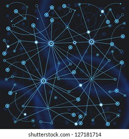 The concept of communication in the network. The nerve cells of human