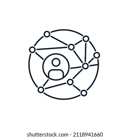 Concept of communication with social network and global business communication. Vector icon isolated on white background.