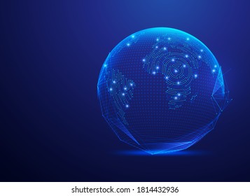 concept of communication technology or global network, graphic of globe combined with electronic pattern