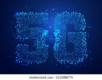 concept of communication technology, graphic of 5g presented with dotted line and futuristic element