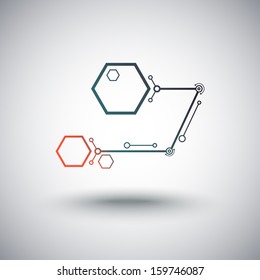Concept of communication, two connected cells. Vector Graphics
