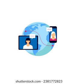 comunicación conceptual a través de la Internet global. mundo de fondo vectorial mapea la conexión de personas a personas. 