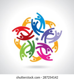 Concept of community,workers,unity,social networking icon image logo template. Teamwork vector
