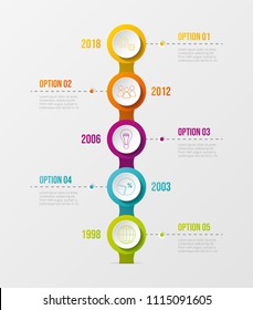 Concept of company milestone with  colourful icons.Vector.