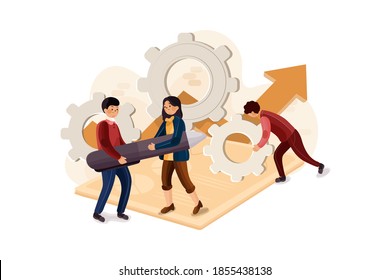 Concept of company startup and development team Vector Illustration. Flat illustration isolated on white background.
