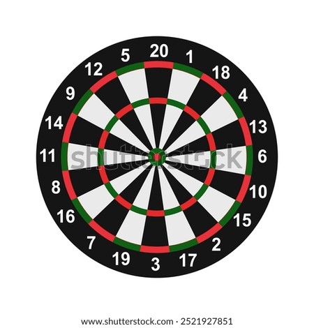 Concept of competition and achievement goals.Achieving goals in business and life.Dartboard with dart stuck right in center of target.Isolate on a white background