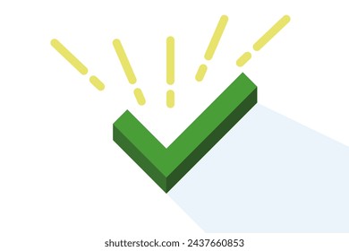 concept of completed task with check mark in hand. Goal achieved. Achieve personal and business goals. Plan accomplished, mission accomplished. Successful implementation of business tasks.
