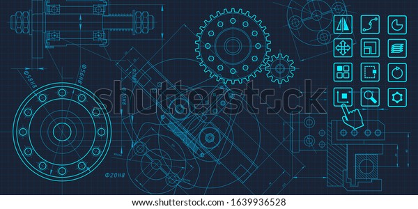 Concept computer aided design. Technical drawing\
with engineering\
graphics