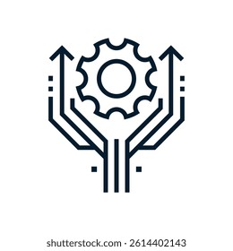 Concept computer, electronic technologies. Vector linear icon isolated on white background.