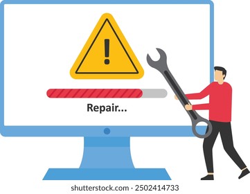  Concept for a computer repair service. Vector illustration.

