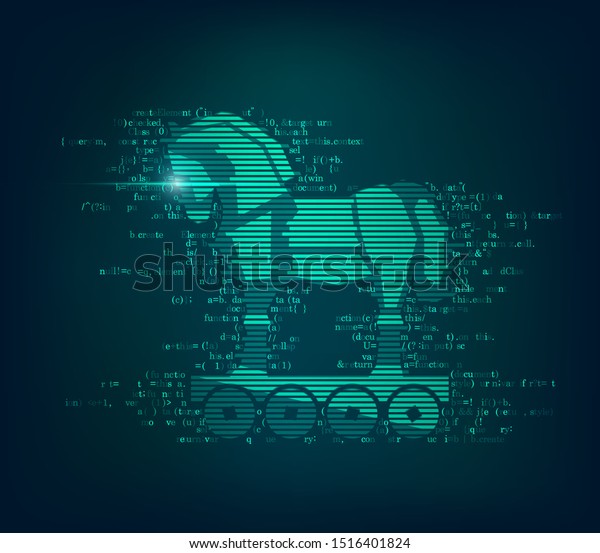 concept of computer virus on the internet,\
trojan horse combined with coding\
program