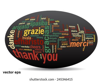 Concept or conceptual abstract thank you word cloud in different languages or multilingual for education or thanksgiving day, metaphor to appreciation, multicultural, friendship, tourism travel