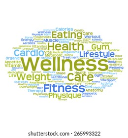 Concept or conceptual abstract word cloud on white background as metaphor for health, nutrition, diet, wellness, body, energy, medical, fitness, medical, gym, medicine, sport, heart or science