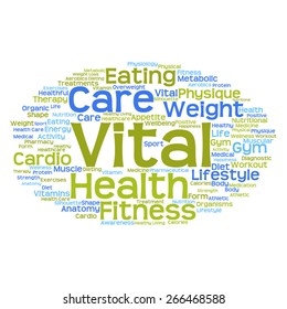 Concept or conceptual abstract word cloud on white background as metaphor for health, nutrition, diet, wellness, body, energy, medical, fitness, medical, gym, medicine, sport, heart or science