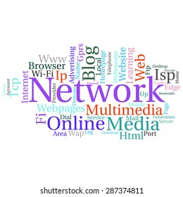 Concept or conceptual abstract word cloud   as metaphor for internet, network, Website
