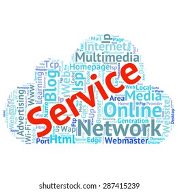 Concept or conceptual abstract word cloud   as metaphor for internet, network, Website