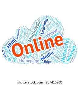 Concept or conceptual abstract word cloud   as metaphor for internet, network, Website