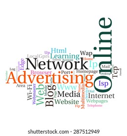 Concept or conceptual abstract word cloud   as metaphor for internet, network, Website