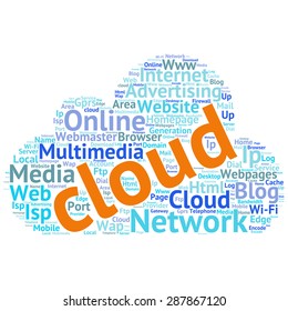 Concept or conceptual abstract word cloud   as metaphor for internet, network, Website