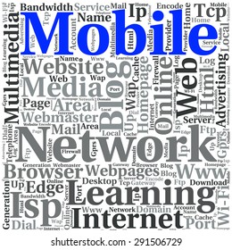 Concept or conceptual abstract word cloud   as metaphor for internet, network, Website