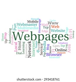 Concept or conceptual abstract word cloud   as metaphor for internet, network, Website