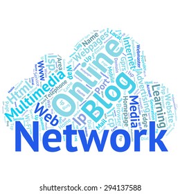 Concept or conceptual abstract word cloud   as metaphor for internet, network, Website