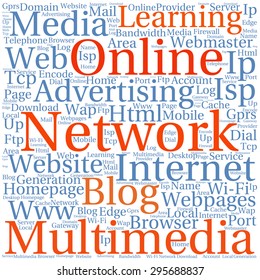 Concept or conceptual abstract word cloud   as metaphor for internet, network, Website