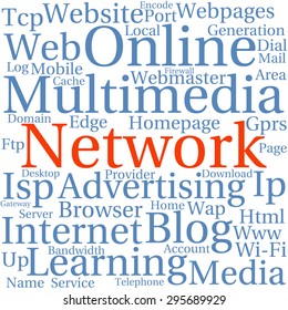 Concept or conceptual abstract word cloud   as metaphor for internet, network, Website