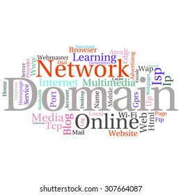 Concept or conceptual abstract word cloud   as metaphor for internet, network, Website