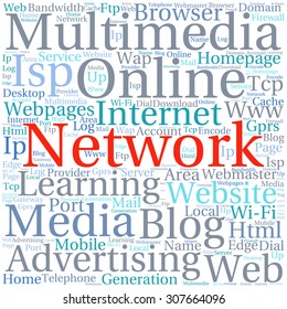 Concept or conceptual abstract word cloud   as metaphor for internet, network, Website