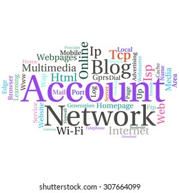 Concept or conceptual abstract word cloud   as metaphor for internet, network, Website