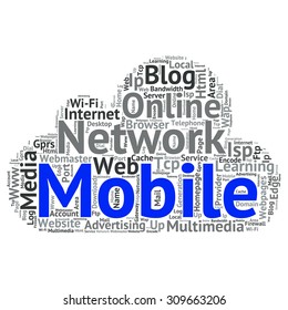 Concept or conceptual abstract word cloud  as metaphor for internet, network, Website