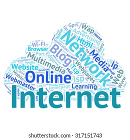 Concept or conceptual abstract word cloud   as metaphor for internet, network, Website