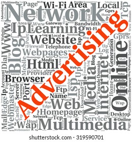 Concept or conceptual abstract word cloud   as metaphor for internet, network, Website