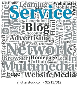 Concept or conceptual abstract word cloud   as metaphor for internet, network, Website