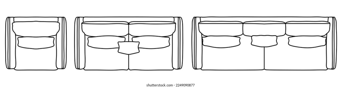 Concept or conceptual set or collection of armchairs from different perspectives isolated on white. Vector as a metahor for architecture and interior design, modern style, home and business
