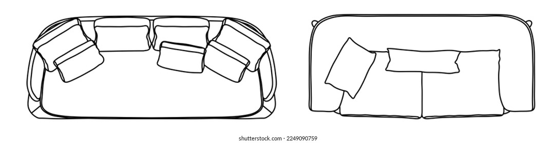 Concept or conceptual set or collection of loveseat couches from different perspectives on white. Vector as a metahor for architecture and interior design, modern style, home and business