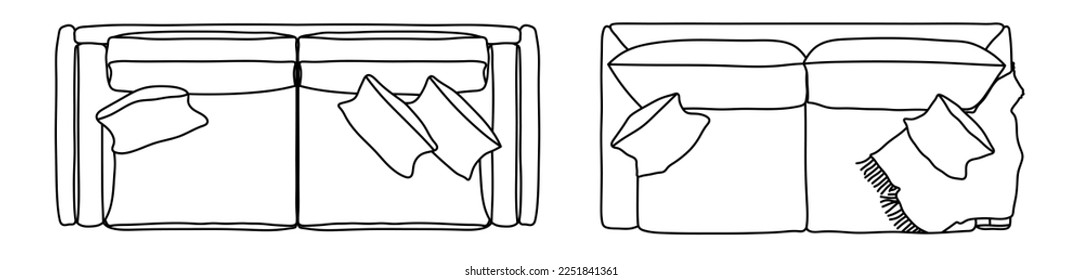 Concept or conceptual set or collection of loveseat couches from different perspectives on white. Vector as a metahor for architecture and interior design, modern style, home and business