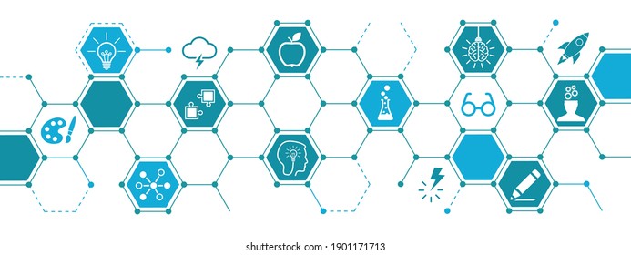 Concept with connected icons related to advice or coaching, consulting, support, expertise, analysis, creativity or innovation, expert performance, skill improvement, innovation - stock vector