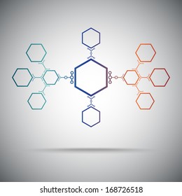 concept  connection ties in the form of hexagons. Gradient. Vector Graphics. 