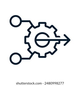 Konzept der Konsolidierung, Integration. Linearsymbol der Vektorgrafik auf weißem Hintergrund.