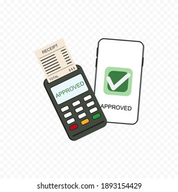 The Concept Of A Contactless Payment Method Via A Mobile Phone. NFC Connection. Vector Illustration.