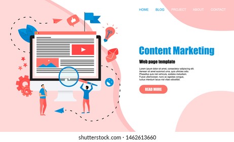 Concept of Content Marketing. Website landing web page template	