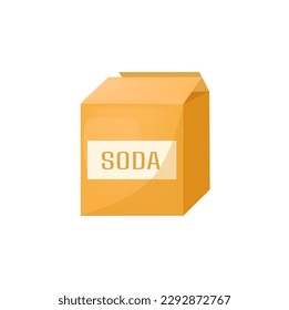 Concept Cooking baking soda. This illustration is a flat, vector design concept featuring a cartoon-style pack of soda for baking. Vector illustration.